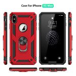 Wholesale iPhone XS Max Tech Armor Ring Grip Case with Metal Plate (Red)